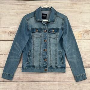 Cavalini Denim Trucker Jean Jacket Womens Small Blue Medium Wash Denim